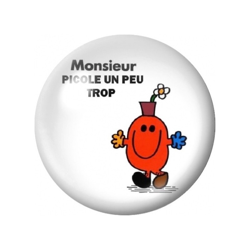 Cabochon en Verre Illustré Monsieur Picole un Peu Trop 12 à 25mm