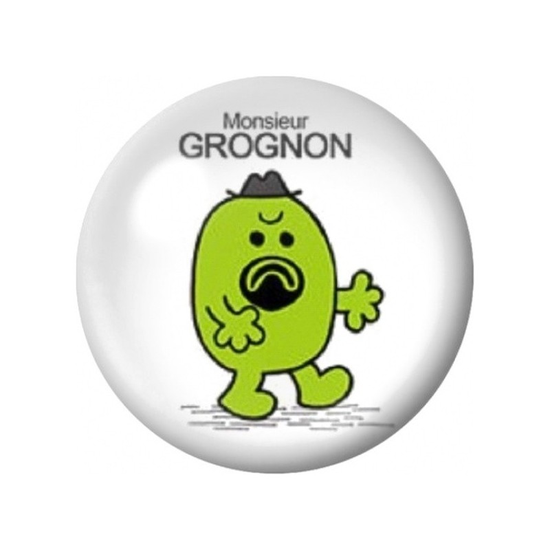Cabochon en Verre Illustré Monsieur Grognon 12 à 25mm