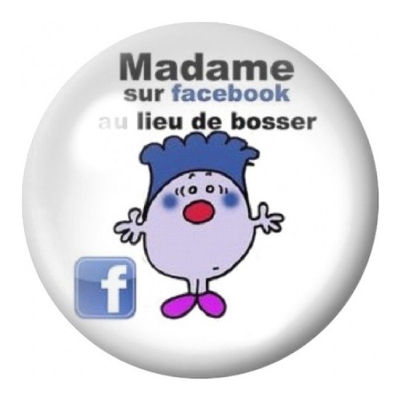 Cabochon en Verre Illustré Madame sur Facebook 12 à 25mm