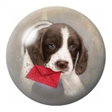 Cabochon en Verre Illustré Chiot Épagneul au Courrier Rouge 12 à 25mm pour la Création de Bijoux Fantaisie - DIY