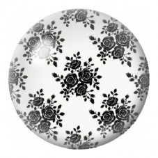 Cabochon en Verre Illustré Rosaces Fleuries Noir et Blanc 12 à 25mm pour la Création de Bijoux Fantaisie - DIY