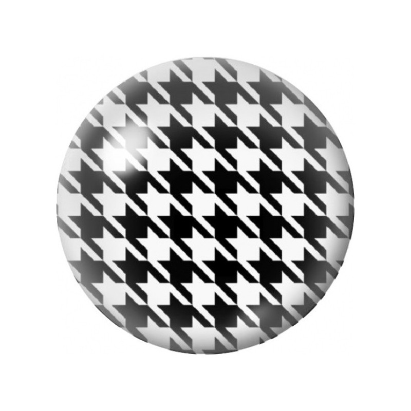 Cabochon en Verre Illustré Pied-de-Poule Noir et Blanc 12 à 25mm