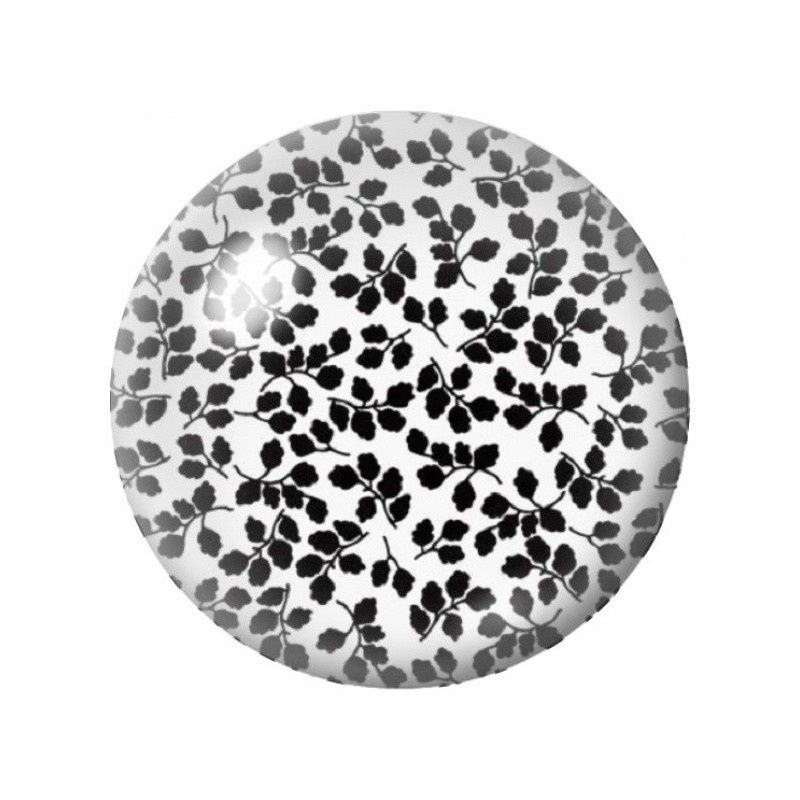 Cabochon en Verre Illustré Branches et Feuilles Noir et Blanc 12 à 25mm