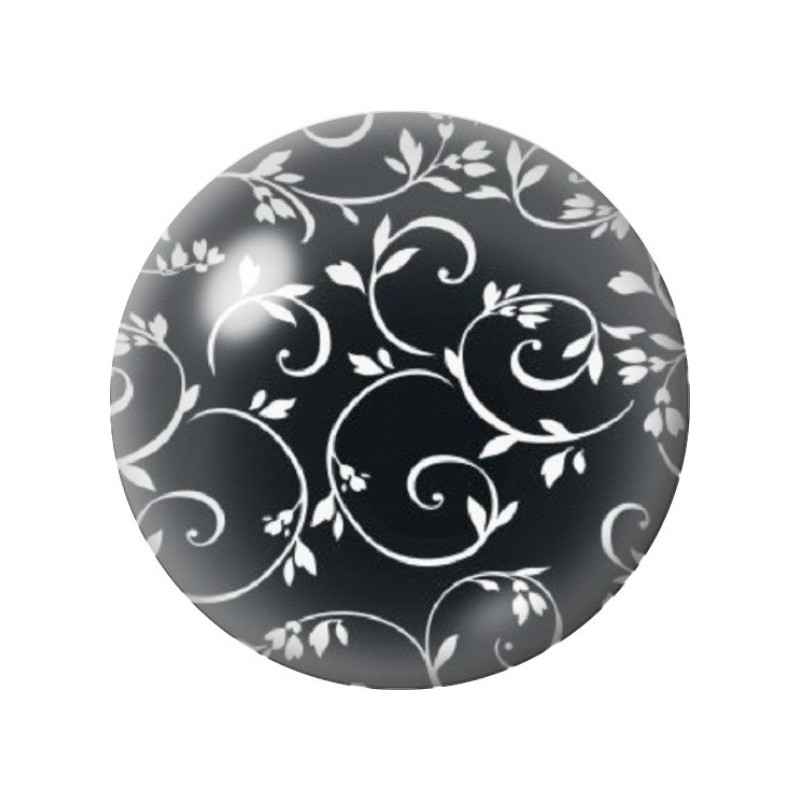 Cabochon en Verre Illustré Volutes Blanches sur Fond Noir 12 à 25mm