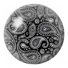 Cabochon en Verre Illustré Cachemire Blanc sur Noir 12 à 25mm pour la Création de Bijoux Fantaisie - DIY