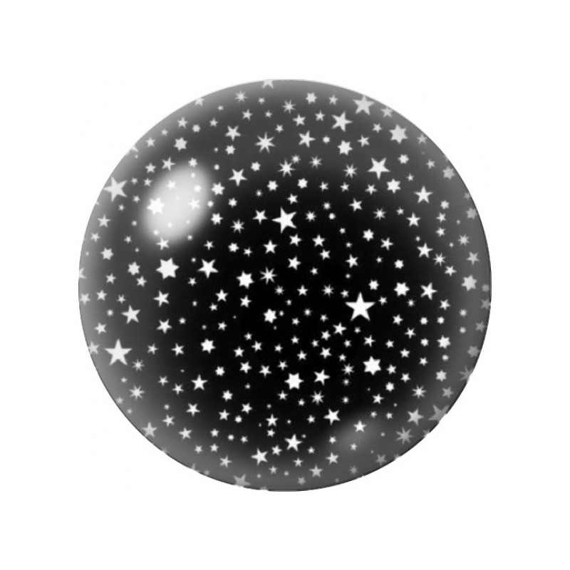 Cabochon en Verre Illustré Ciel d'Étoiles Noir et Blanc 12 à 25mm