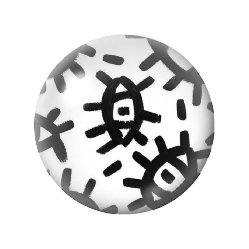 Cabochon en Verre Illustré Yeux Abstraits Noir et Blanc 12 à 25mm