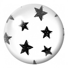 Cabochon en Verre Illustré Étoiles Dessinées Noir et Blanc 12 à 25mm pour la Création de Bijoux Fantaisie - DIY