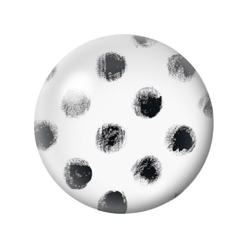 Cabochon en Verre Illustré Pois au Pinceau Noir et Blanc 12 à 25mm