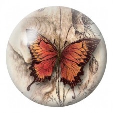 Cabochon en Verre Illustré Papillon Orange Vintage 12 à 25mm pour la Création de Bijoux Fantaisie - DIY