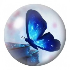 Cabochon en Verre Illustré Papillon Bleu Lumineux 12 à 25mm pour la Création de Bijoux Fantaisie - DIY