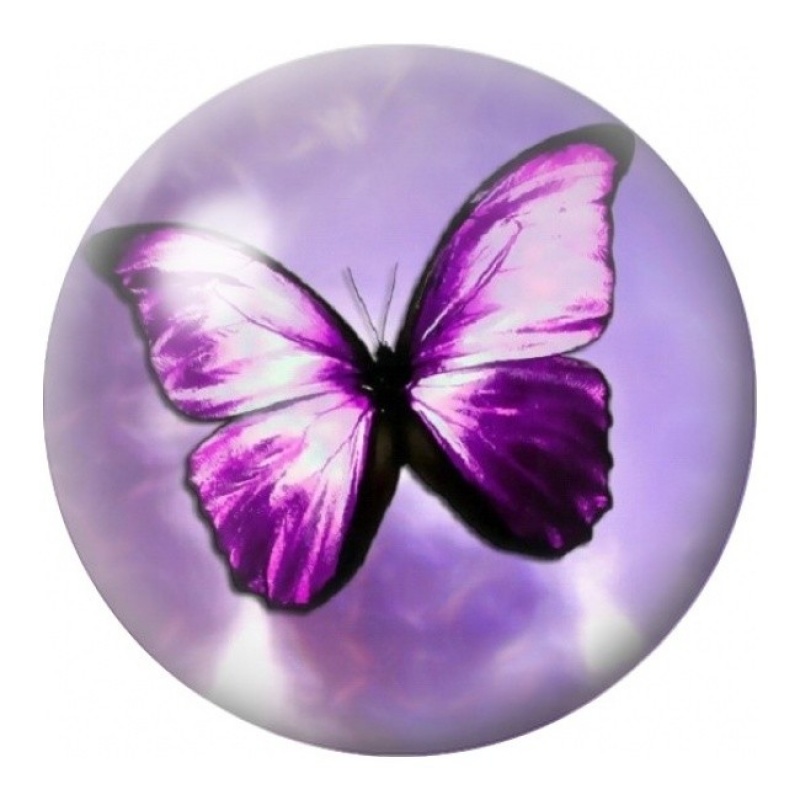 Cabochon en Verre Illustré Papillon Violet Lumineux 12 à 25mm