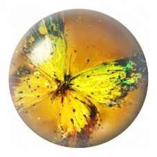 Cabochon en Verre Illustré Papillon Jaune en Éclaboussures 12 à 25mm pour la Création de Bijoux Fantaisie - DIY