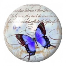 Cabochon en Verre Illustré Papillon Violet sur Écriture Vintage 12 à 25mm pour la Création de Bijoux Fantaisie - DIY