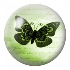 Cabochon en Verre Illustré Papillon Noir sur Écriture Verte 12 à 25mm pour la Création de Bijoux Fantaisie - DIY