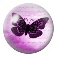 Cabochon en Verre Illustré Papillon Noir sur Écriture Violette 12 à 25mm pour la Création de Bijoux Fantaisie - DIY