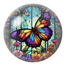 Cabochon en Verre Illustré Papillon Vitrail Multicolore 12 à 25mm pour la Création de Bijoux Fantaisie - DIY