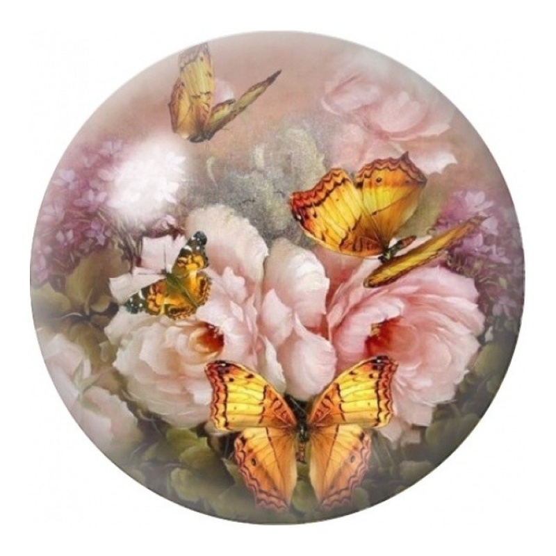 Cabochon en Verre Illustré Papillons Orange sur Pivoines 12 à 25mm