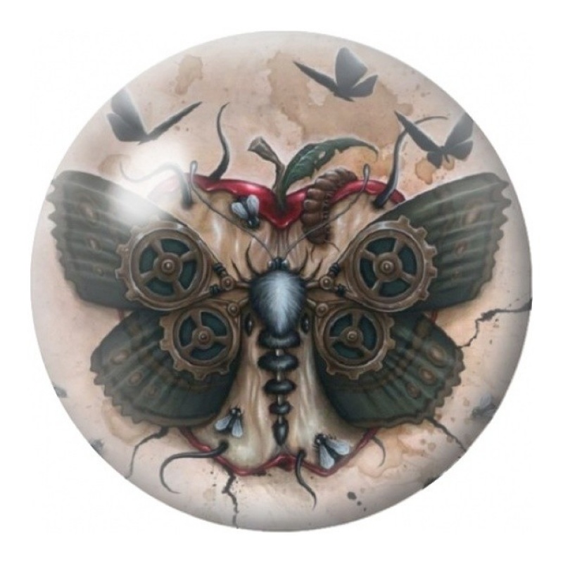 Cabochon en Verre Illustré Papillon Steampunk Mécanique 12 à 25mm