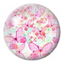 Cabochon en Verre Illustré Papillons Roses et Fleurs de Cerisier 12 à 25mm pour la Création de Bijoux Fantaisie - DIY