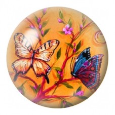 Cabochon en Verre Illustré Papillons sur Jardin Orange 12 à 25mm pour la Création de Bijoux Fantaisie - DIY