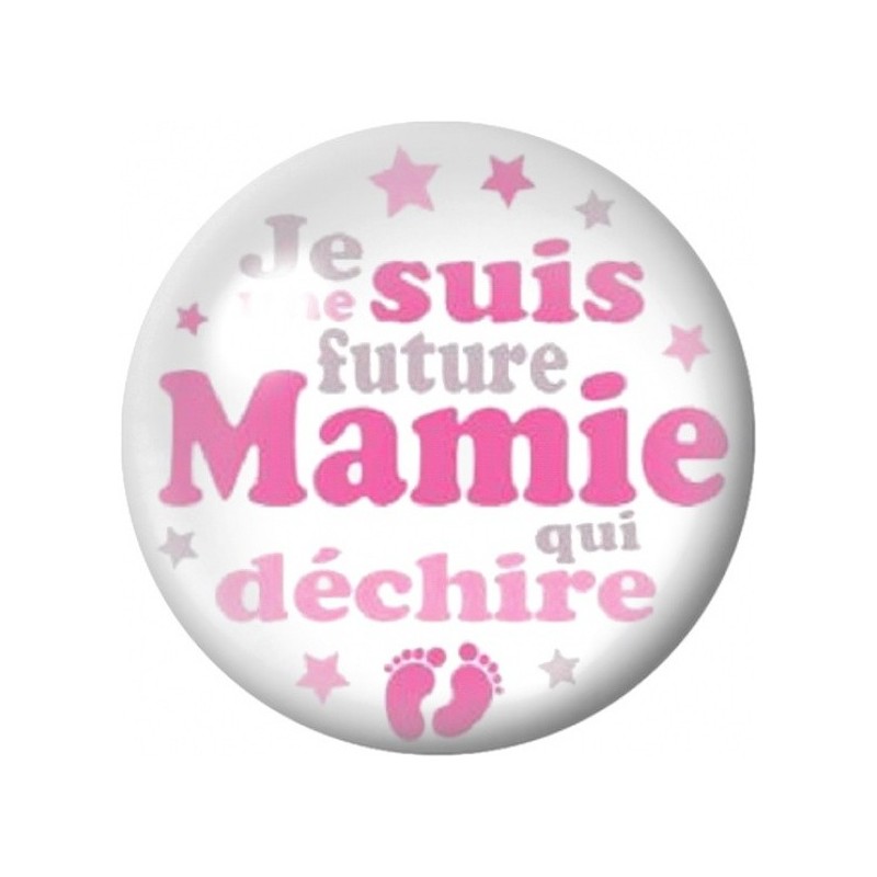 Cabochon en Verre Illustré Future Mamie qui Déchire Rose 12 à 25mm