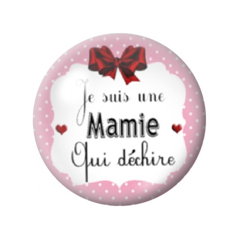 Cabochon en Verre Illustré Mamie qui Déchire au Nœud Rouge 12 à 25mm