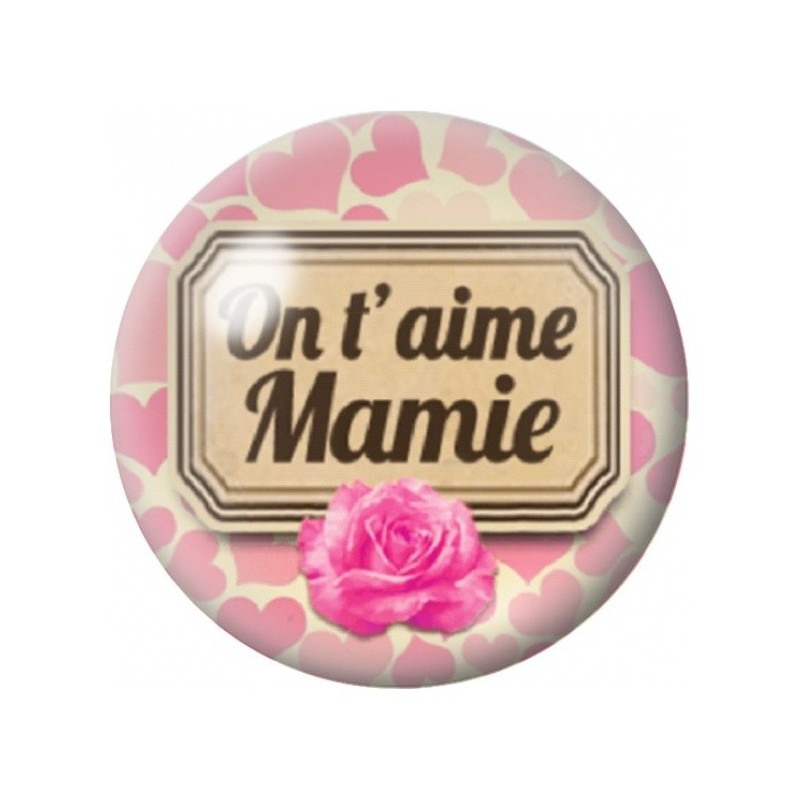 Cabochon en Verre Illustré On T'Aime Mamie aux Roses 12 à 25mm