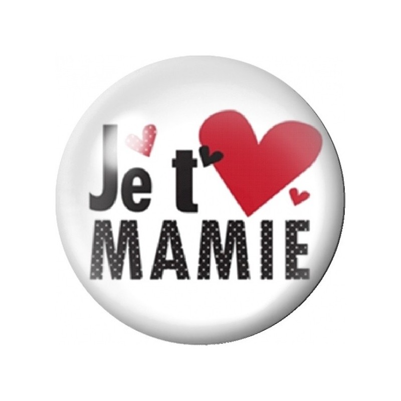 Cabochon en Verre Illustré Je T'Aime Mamie au Grand Cœur 12 à 25mm