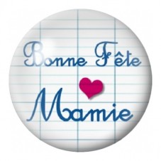Cabochon en Verre Illustré Bonne Fête Mamie au Cœur Rose 12 à 25mm pour la Création de Bijoux Fantaisie - DIY