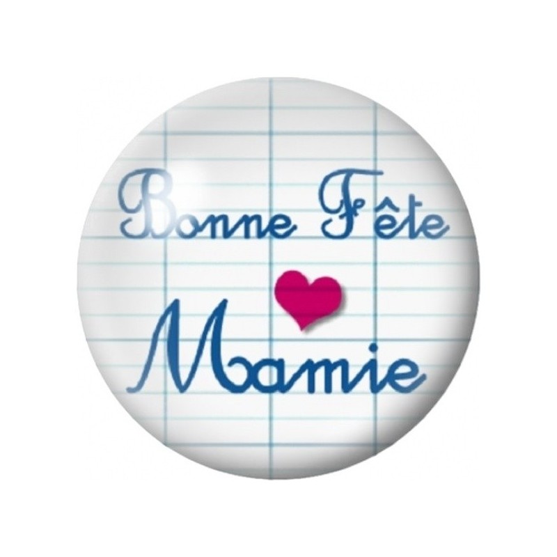 Cabochon en Verre Illustré Bonne Fête Mamie au Cœur Rose 12 à 25mm