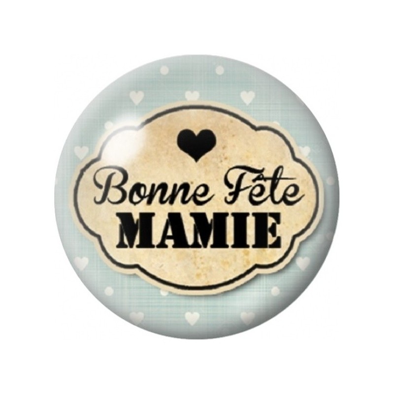 Cabochon en Verre Illustré Bonne Fête Mamie Vert Menthe 12 à 25mm