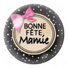 Cabochon en Verre Illustré Bonne Fête Mamie à Pois Noirs 12 à 25mm pour la Création de Bijoux Fantaisie - DIY