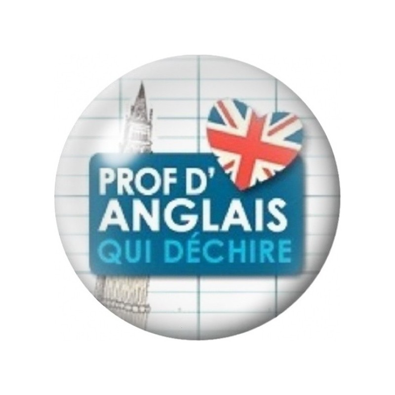 Cabochon en Verre Illustré Prof d'Anglais qui Déchire 12 à 25mm
