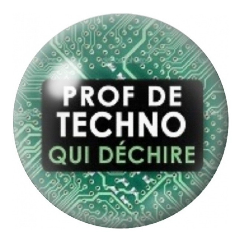 Cabochon en Verre Illustré Prof de Techno qui Déchire 12 à 25mm
