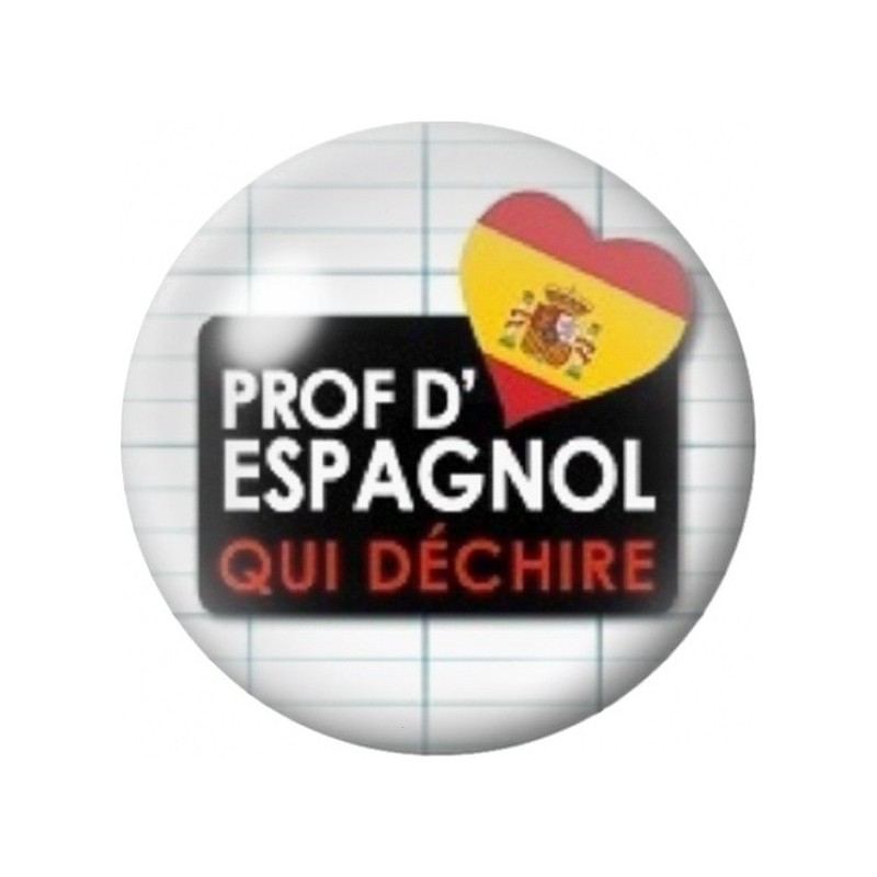 Cabochon en Verre Illustré Prof d'Espagnol qui Déchire 12 à 25mm
