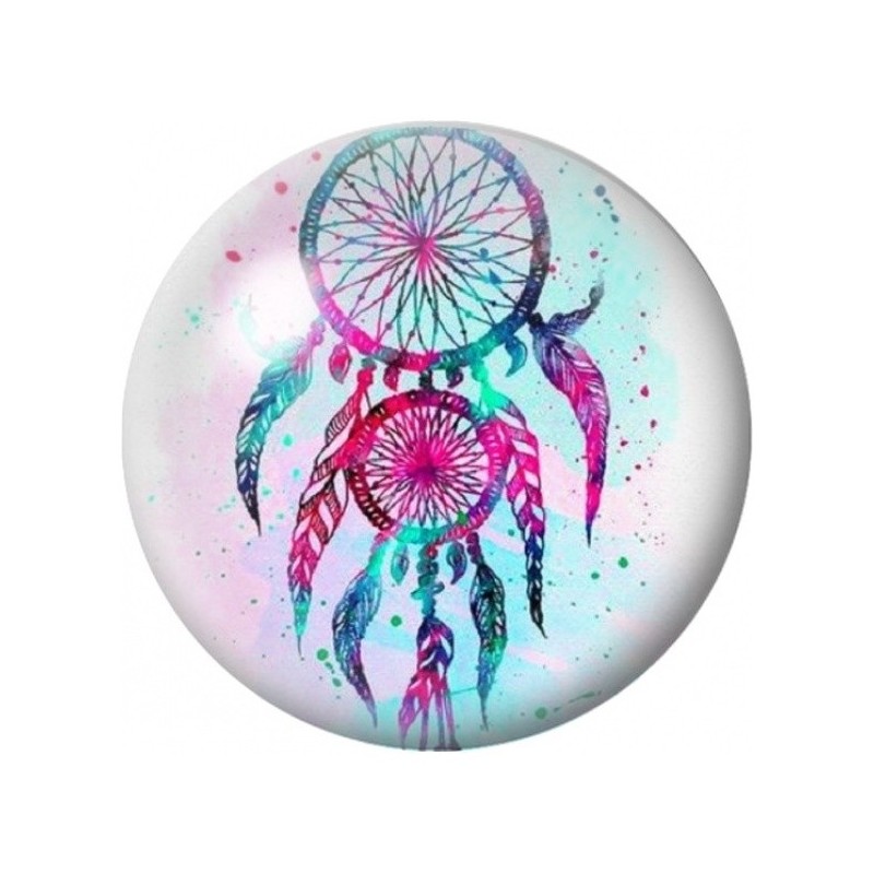 Cabochon en Verre Illustré Attrape-Rêves Aquarelle Fuchsia 12 à 25mm
