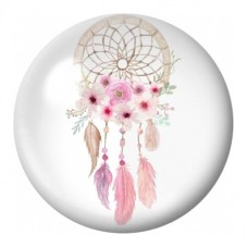 Cabochon en Verre Illustré Attrape-Rêves aux Fleurs Roses 12 à 25mm pour la Création de Bijoux Fantaisie - DIY