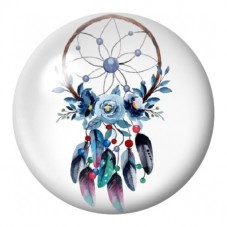 Cabochon en Verre Illustré Attrape-Rêves Fleuri Bleu 12 à 25mm pour la Création de Bijoux Fantaisie - DIY