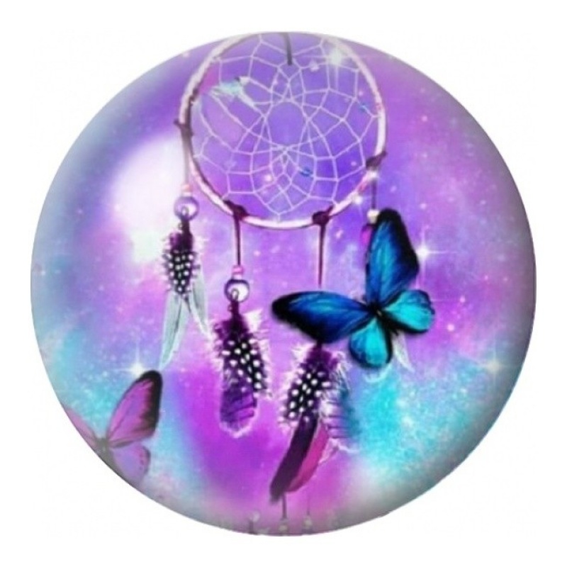 Cabochon en Verre Illustré Attrape-Rêves Papillon Bleu 12 à 25mm