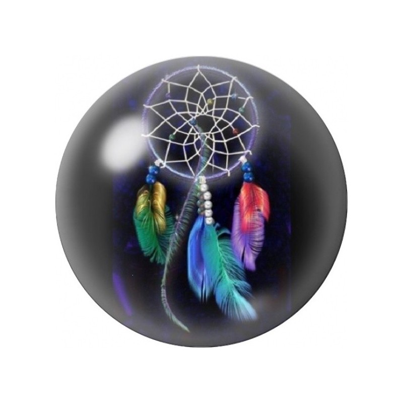 Cabochon en Verre Illustré Attrape-Rêves aux Plumes Arc-en-Ciel 12 à 25mm