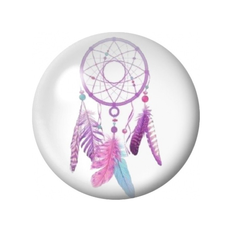 Cabochon en Verre Illustré Attrape-Rêves Rose et Mauve 12 à 25mm