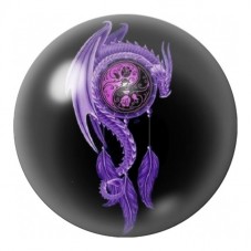 Cabochon en Verre Illustré Attrape-Rêves Dragon Violet 12 à 25mm pour la Création de Bijoux Fantaisie - DIY