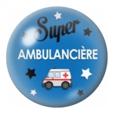 Cabochon en Verre Illustré Super Ambulancière 12 à 25mm pour la Création de Bijoux Fantaisie - DIY