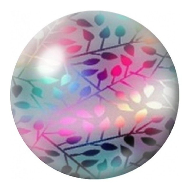 Cabochon en Verre Illustré Feuillage Rose et Turquoise 12 à 25mm