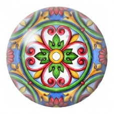 Cabochon en Verre Illustré Mandala Floral Multicolore 12 à 25mm pour la Création de Bijoux Fantaisie - DIY