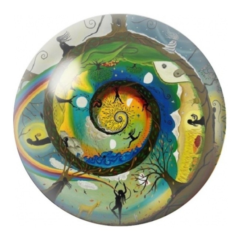 Cabochon en Verre Illustré Caméléon en Spirale 12 à 25mm