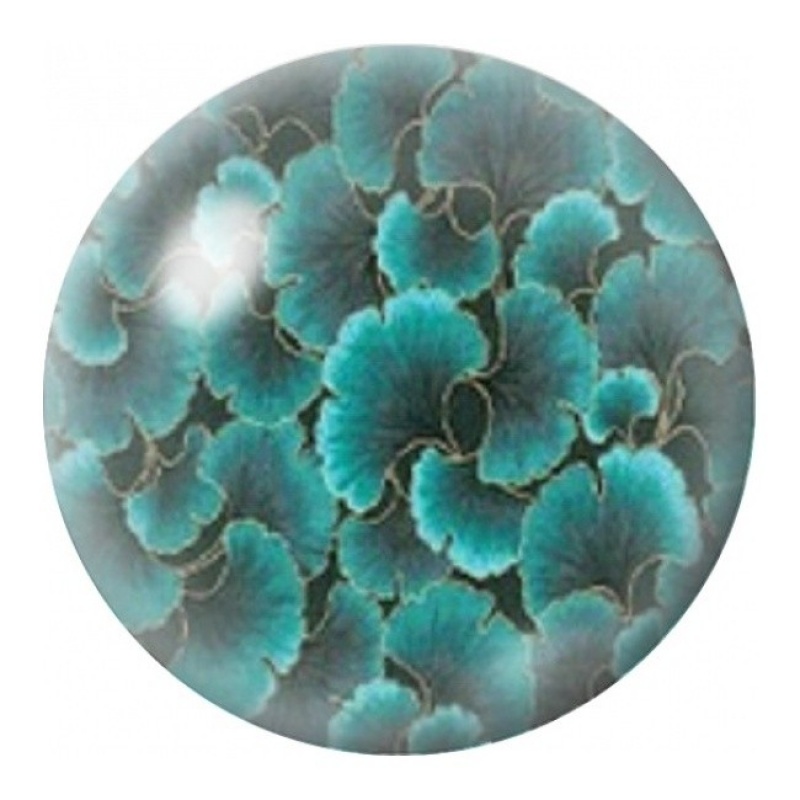 Cabochon en Verre Illustré Fleurs Turquoise 12 à 25mm