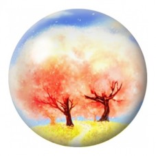 Cabochon en Verre Illustré Deux Arbres à l'Aquarelle 12 à 25mm pour la Création de Bijoux Fantaisie - DIY