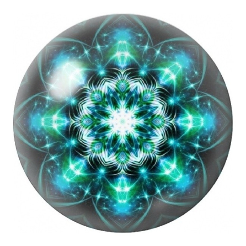 Cabochon en Verre Illustré Mandala Glacé Turquoise 12 à 25mm